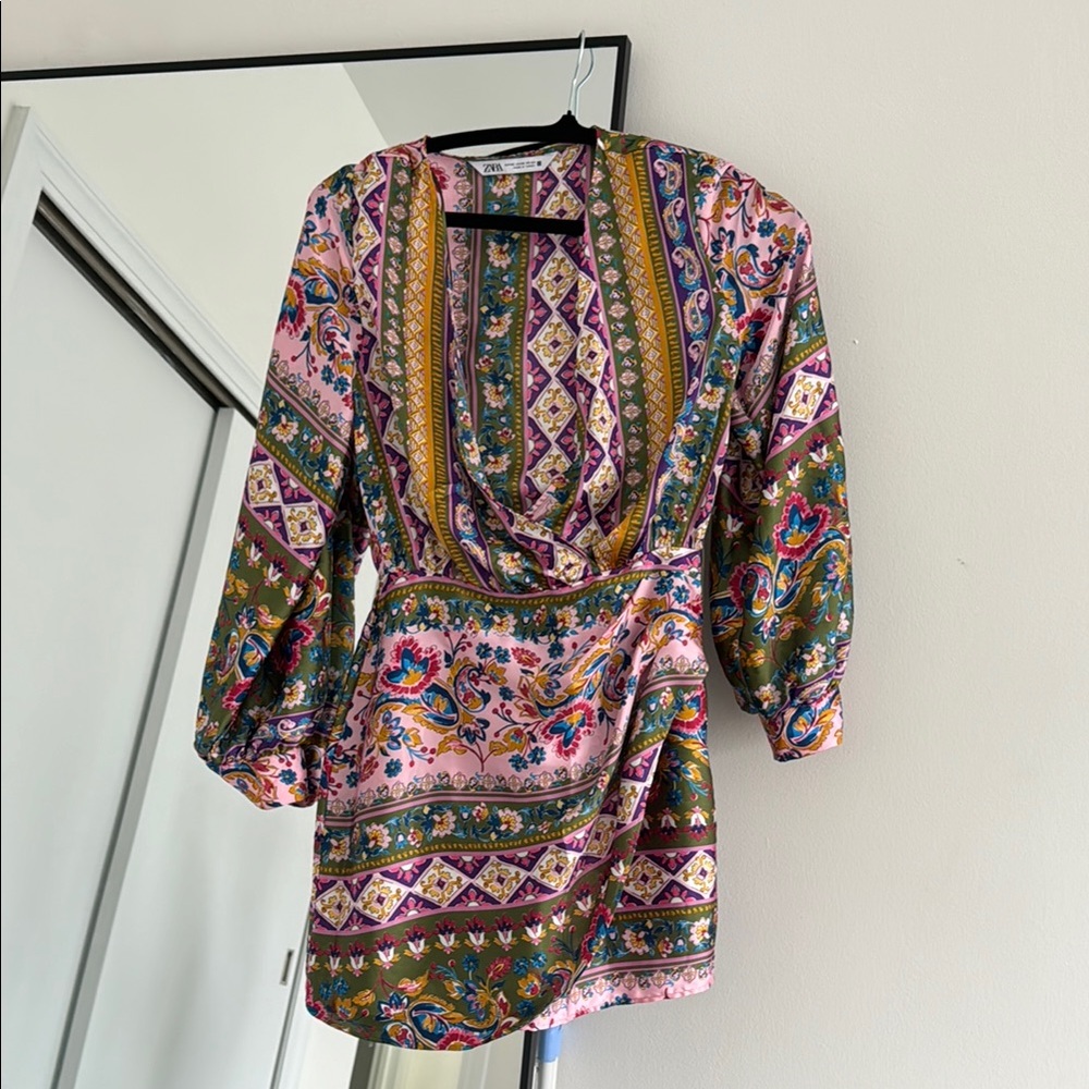 Zara Multicolor Patterned Mini Dress